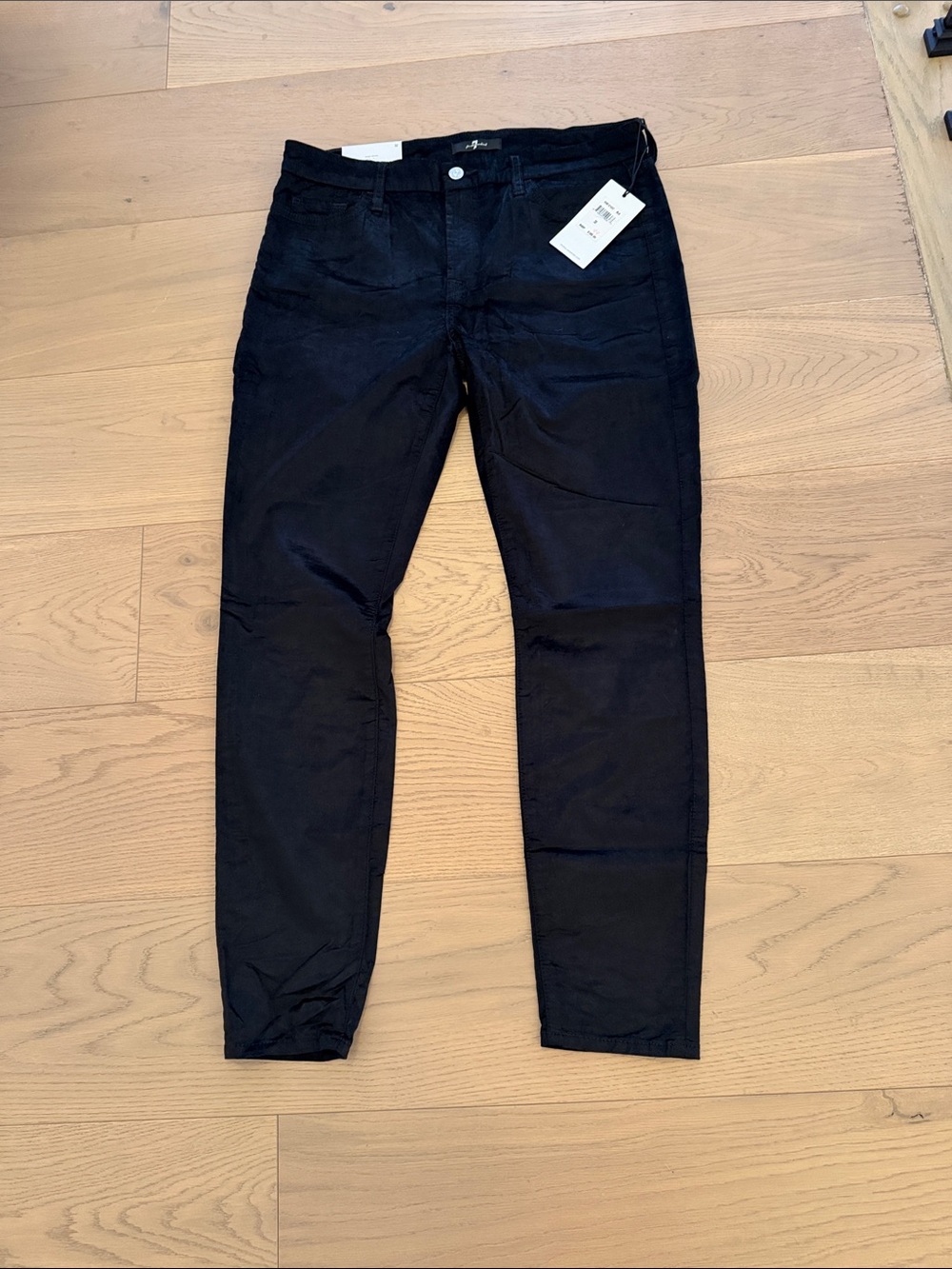 Women’s super skinny black velvet jeans